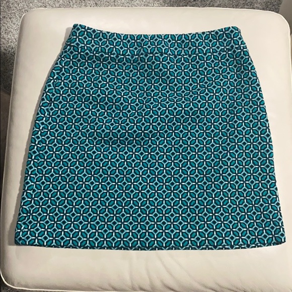 LOFT Dresses & Skirts - Ann Taylor LOFT Geometric Navy Teal Skirt